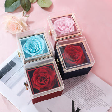 Elegant Acrylic Rotating Rose Jewelry Box – Chic & Space-Saving Organizer for Your Treasures