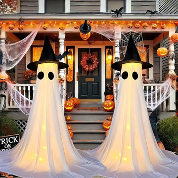 LED Halloween Ghost Yard Decoration – Weatherproof Light-Up Outdoor & Indoor Spooky Décor with Remote Control